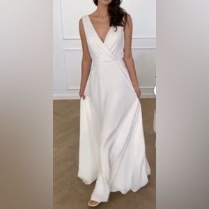 Boho Wedding Dress - Crepe, open back, lace detail Sz 6-8